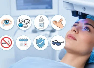 10 Things to Check Before Your LASIK Eye Surgery LASIK eye surgery preparation and safety checklist illustration.