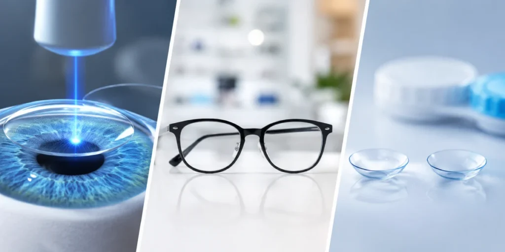 lasik vs glasses vs contact lenses comparison karnal dr rishi eye institute