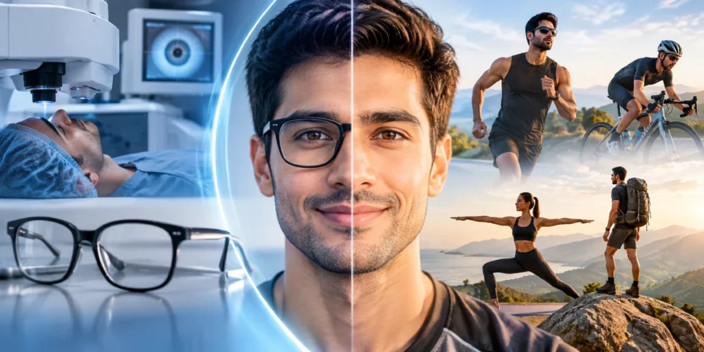 LASIK eye surgery for athletes before after glasses free active lifestyle running cycling yoga karnal