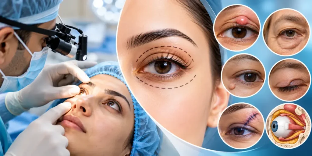 Oculoplasty surgery conditions treated by Dr Shikha Pawaiya oculoplastic surgeon Dr Rishi Eye Institute Karnal